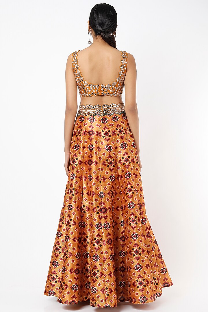 Copper Printed Wedding Lehenga Set by Shilpa Poddar at Pernia's Pop Up Shop