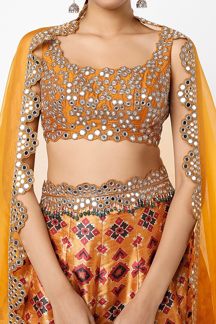 Copper Printed Wedding Lehenga Set by Shilpa Poddar at Pernia's Pop Up Shop