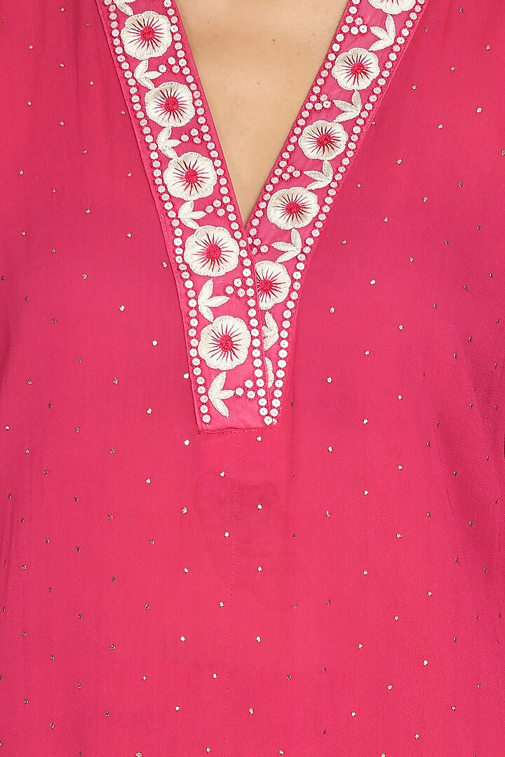 Fuchsia Embroidered Party Wear Sharara Set by Shobha Rani at Pernia's Pop Up Shop