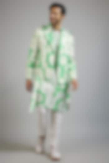 Mint Green Modal Silk Digital Printed Bomber Jacket Set by sharad raghav men