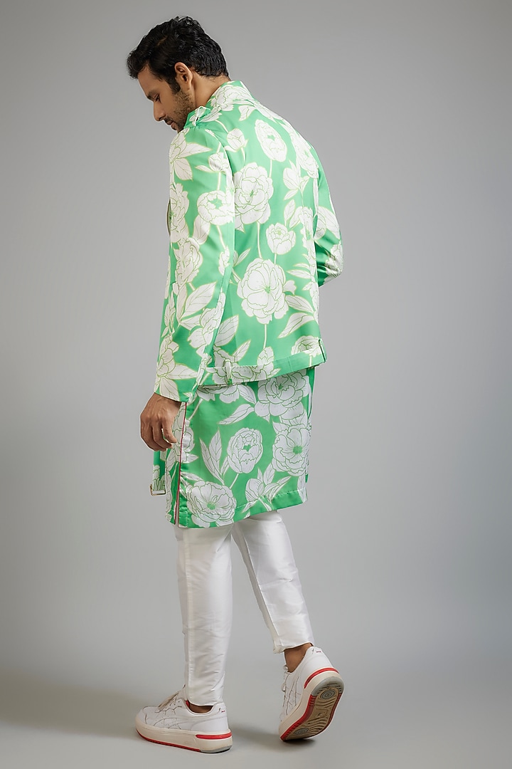 Mint Green Modal Silk Digital Printed Bomber Jacket Set by sharad raghav men at Pernia's Pop Up Shop
