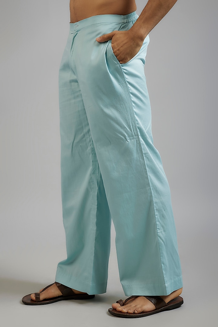 Gold & Blue Shimmer Georgette Digital Printed Kurta Set by sharad raghav men at Pernia's Pop Up Shop