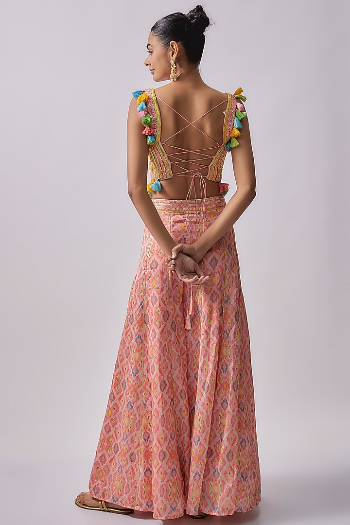 Pink Dola Silk & Polyester Printed Party Wear Sharara Set by Sharad Raghav at Pernia's Pop Up Shop