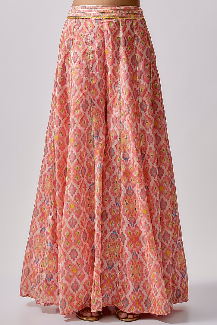 Pink Dola Silk & Polyester Printed Party Wear Sharara Set by Sharad Raghav at Pernia's Pop Up Shop