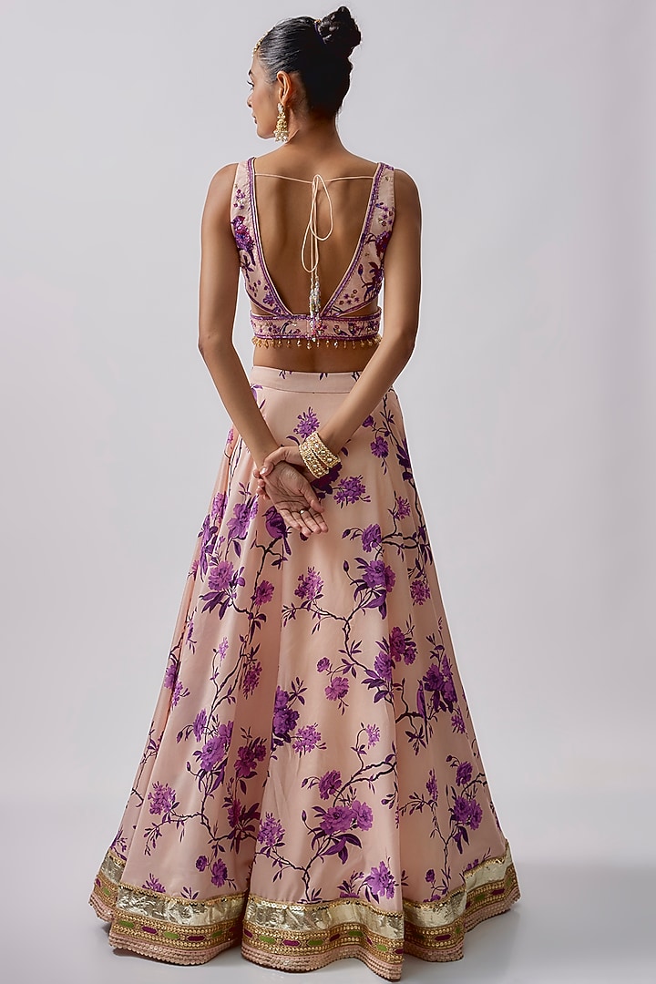 Beige Dola Silk & Polyester Embroidered Wedding Lehenga Set by Sharad Raghav at Pernia's Pop Up Shop