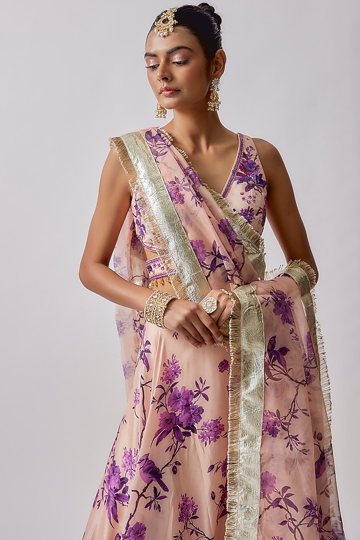 Beige Dola Silk & Polyester Embroidered Wedding Lehenga Set by Sharad Raghav at Pernia's Pop Up Shop