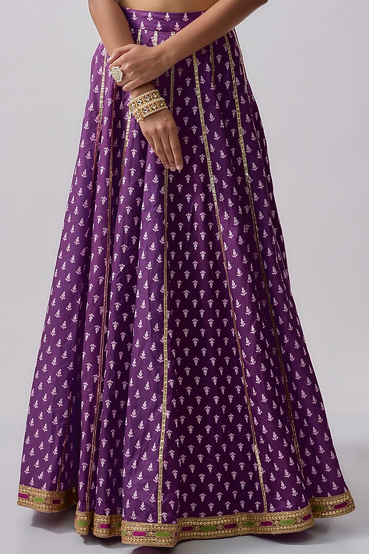 Purple Dola Silk & Polyester Embroidered Lehenga Set by Sharad Raghav at Pernia's Pop Up Shop