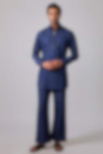 Blue Denim Kurta Set by Sharad raghav men at Pernia's Pop Up Shop