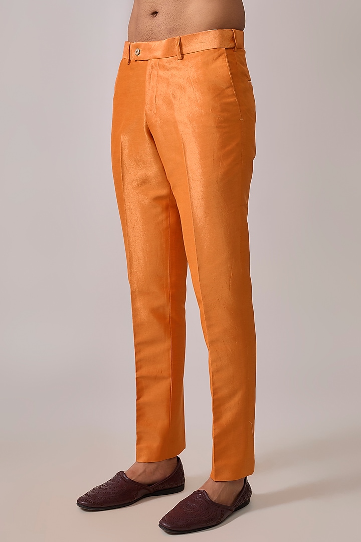 Orange Silk Gota Embroidered Kurta Set by sharad raghav men at Pernia's Pop Up Shop