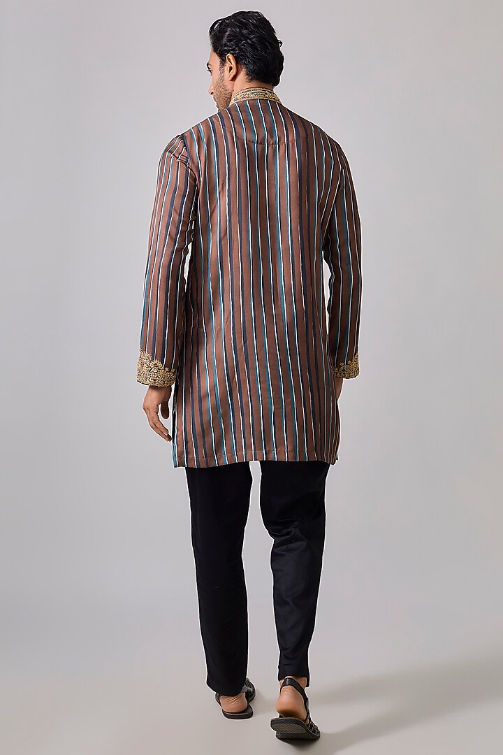 Maroon Modal Satin Hand Embroidered & Digital Printed Kurta Set by sharad raghav men at Pernia's Pop Up Shop