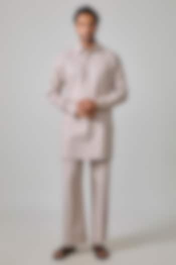  Beige Linen Cotton Kurta Set by Sharad raghav men at Pernia's Pop Up Shop