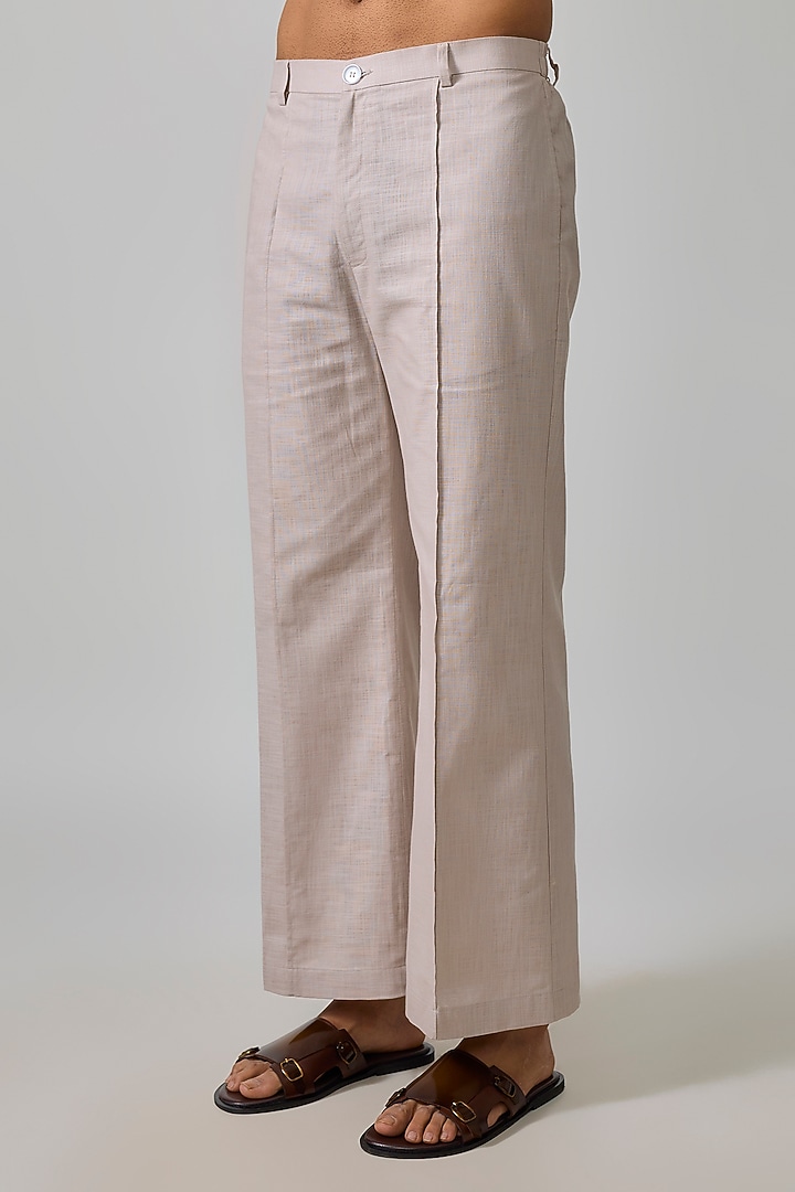 Beige Linen Cotton Kurta Set by Sharad raghav men at Pernia's Pop Up Shop
