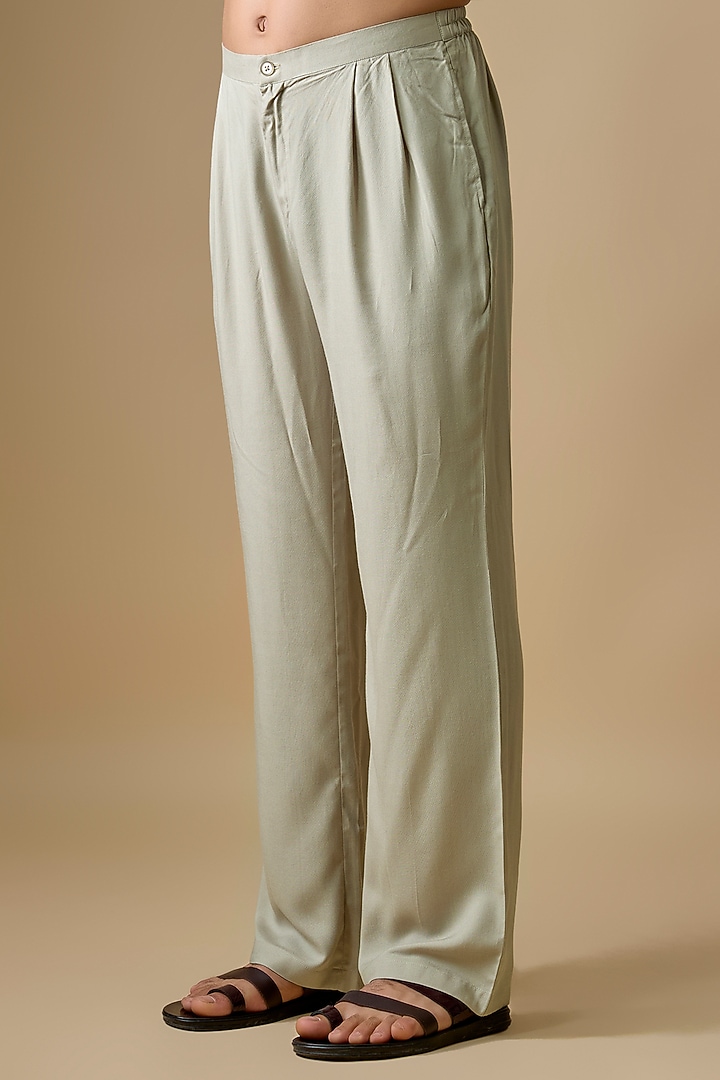 Pistachio Green Rayon Silk Floral Embroidered Kurta Set by Sharad Raghav men at Pernia's Pop Up Shop