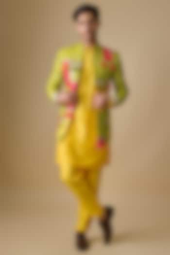 Multi-Colored Pure Banarasi Brocade Bandhgala Set by sharad raghav men