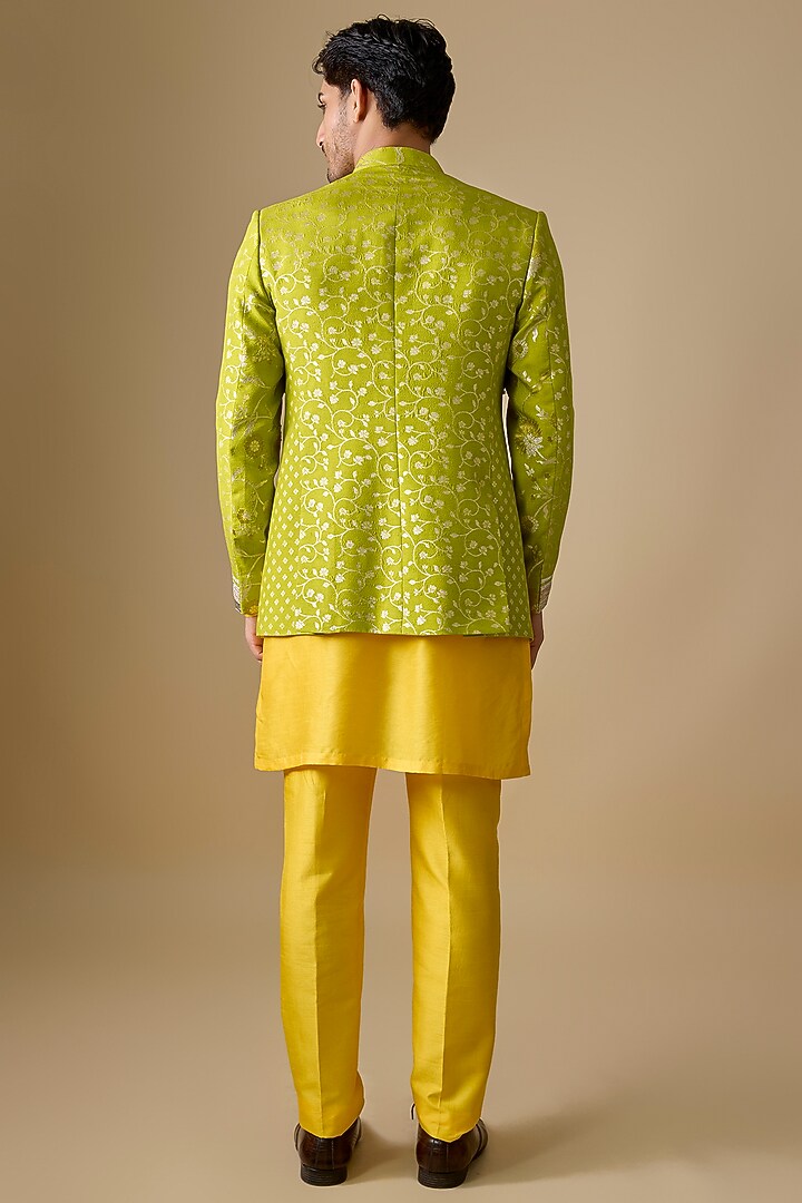 Multi-Colored Pure Banarasi Brocade Wedding Bandhgala Set by Sharad Raghav men at Pernia's Pop Up Shop
