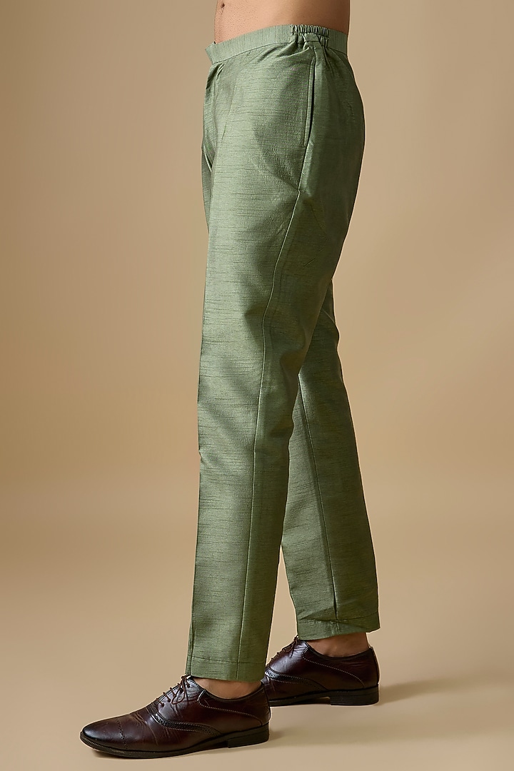 Pastel Green Pure Banarasi Brocade Wedding Bandhgala Set by Sharad Raghav men at Pernia's Pop Up Shop