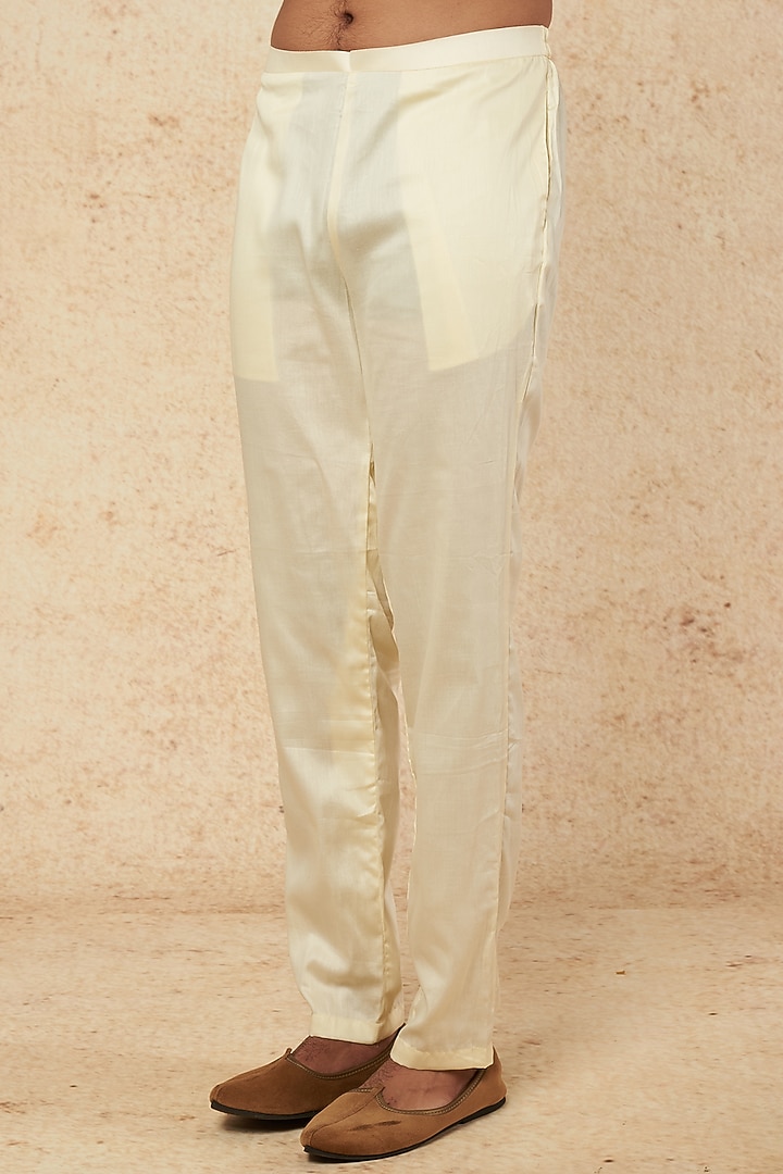Beige Silk Mirror Embellished Kurta Set by sharad raghav men at Pernia's Pop Up Shop