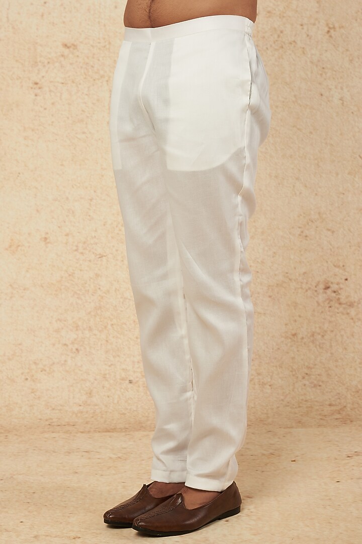 Ivory Georgette Pearl & Chikankari Embroidered Kurta Set by sharad raghav men at Pernia's Pop Up Shop