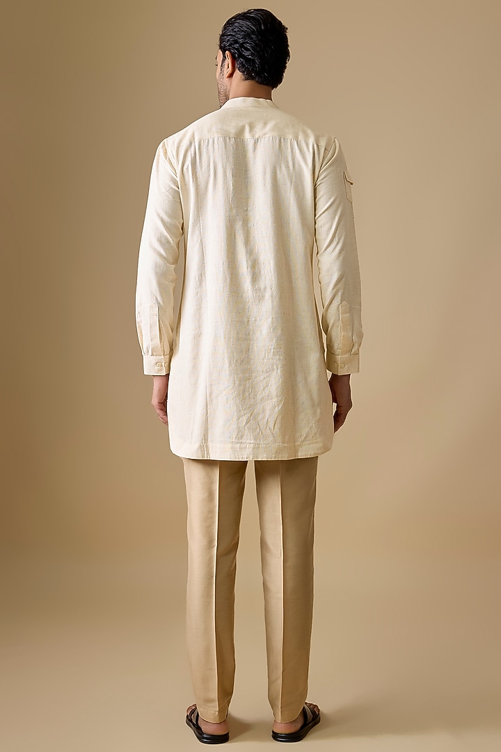 Off-White Linen Silk Kurta Set by Sharad Raghav men at Pernia's Pop Up Shop