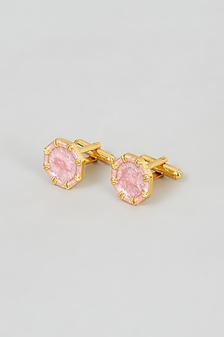 Pink Brass Meenakari Cufflinks by sharad raghav men