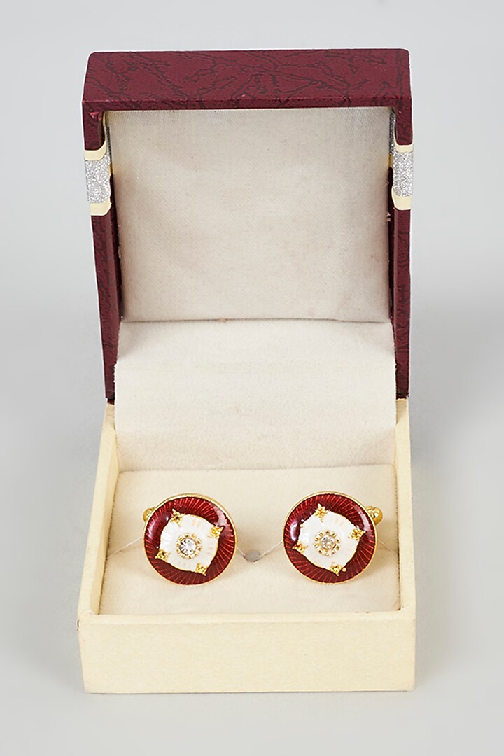 Maroon Brass Cufflinks by sharad raghav men at Pernia's Pop Up Shop