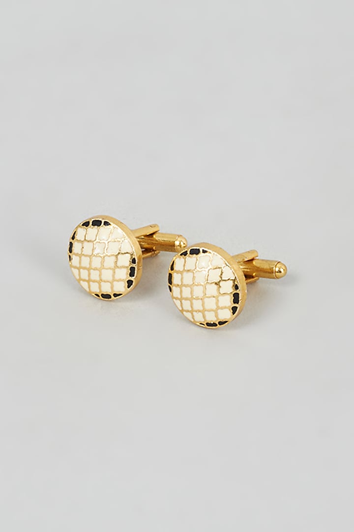 Gold Brass Cufflinks by sharad raghav men