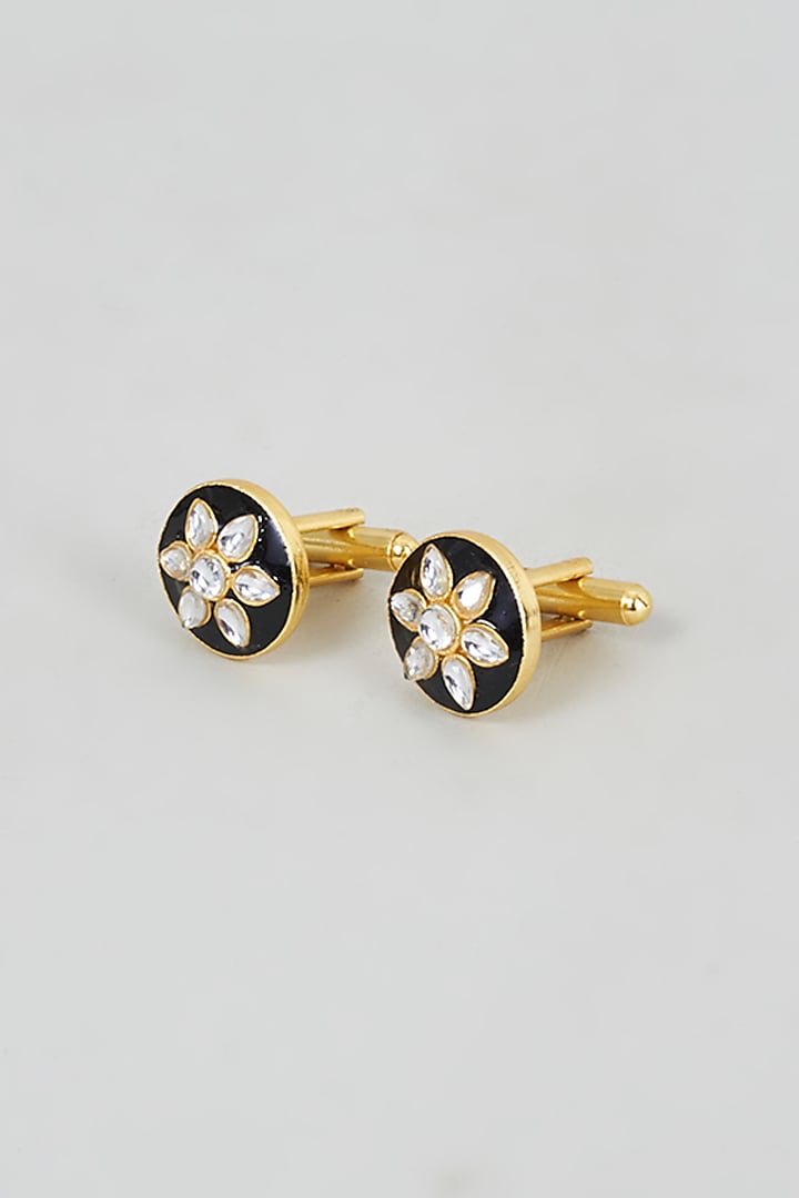 Black Embellished Cufflinks by sharad raghav men