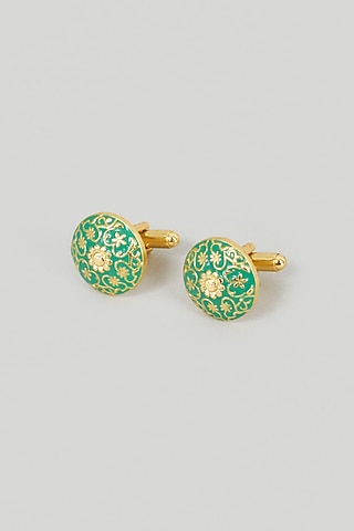Pistachio Green Brass Cufflinks by sharad raghav men
