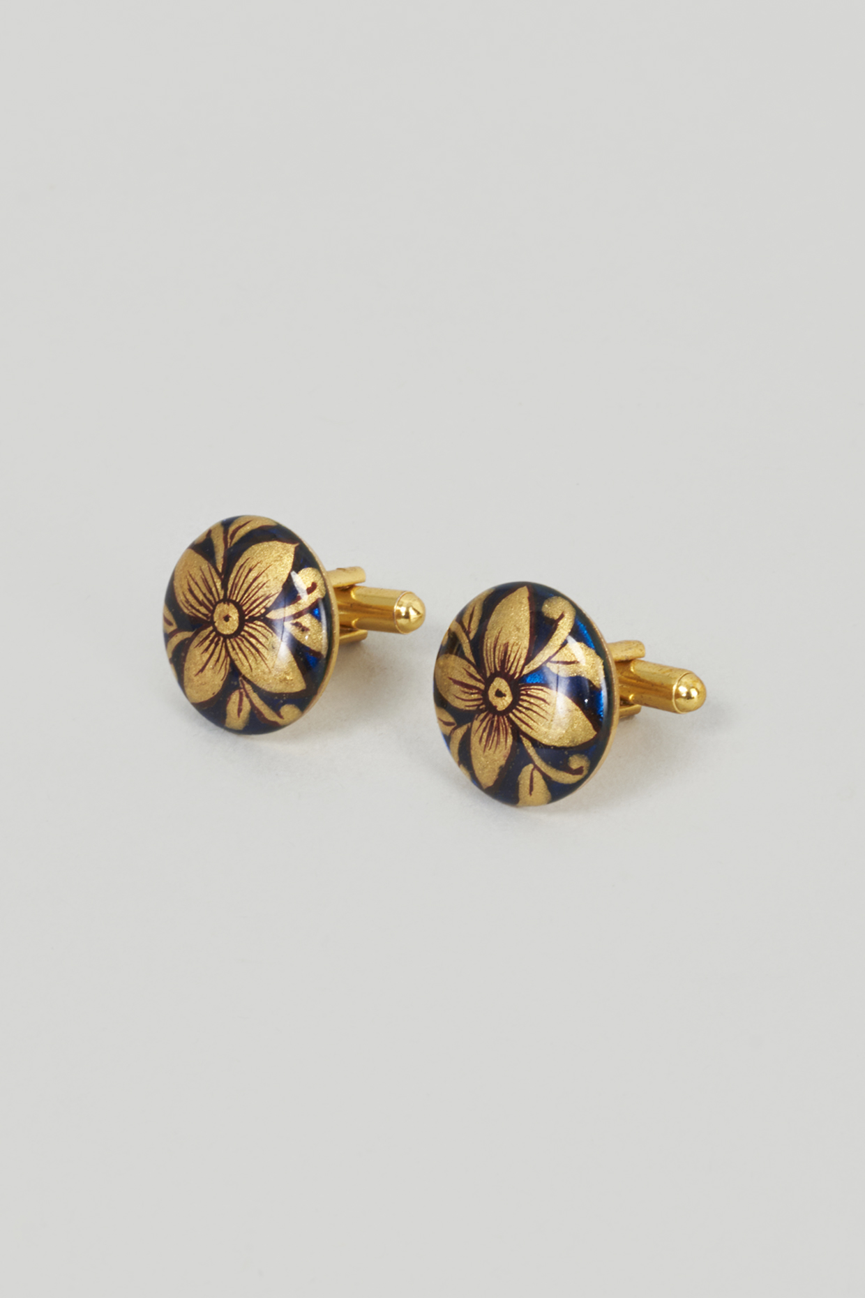 Navy Blue Hand-Painted Cufflinks by sharad raghav men