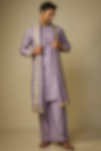 Pastel Lavender Poly Silk Kurta Set by sharad raghav men at Pernia's Pop Up Shop