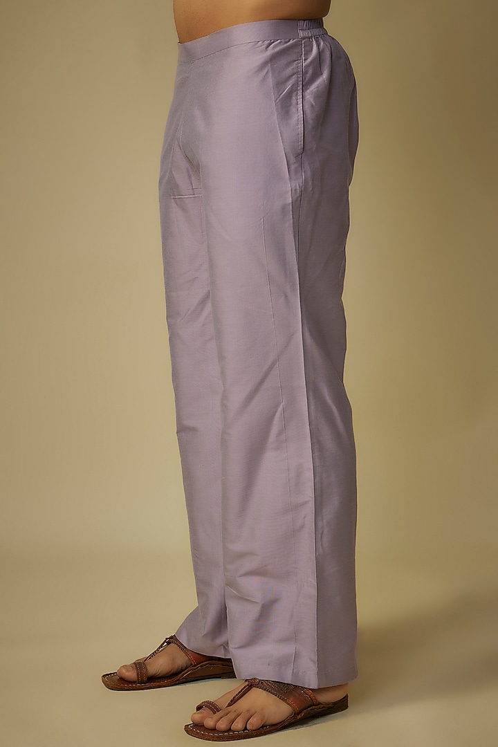 Pastel Lavender Poly Silk Kurta Set by Sharad Raghav men at Pernia's Pop Up Shop