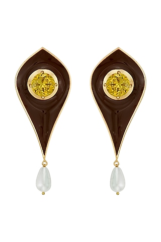 Gold Finish Pearl Earrings by RockkRagaa