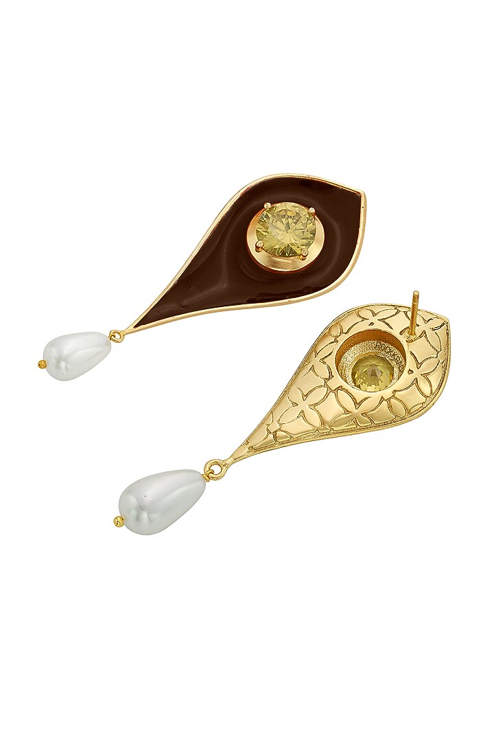 Gold Finish Pearl Earrings by RockkRagaa at Pernia's Pop Up Shop