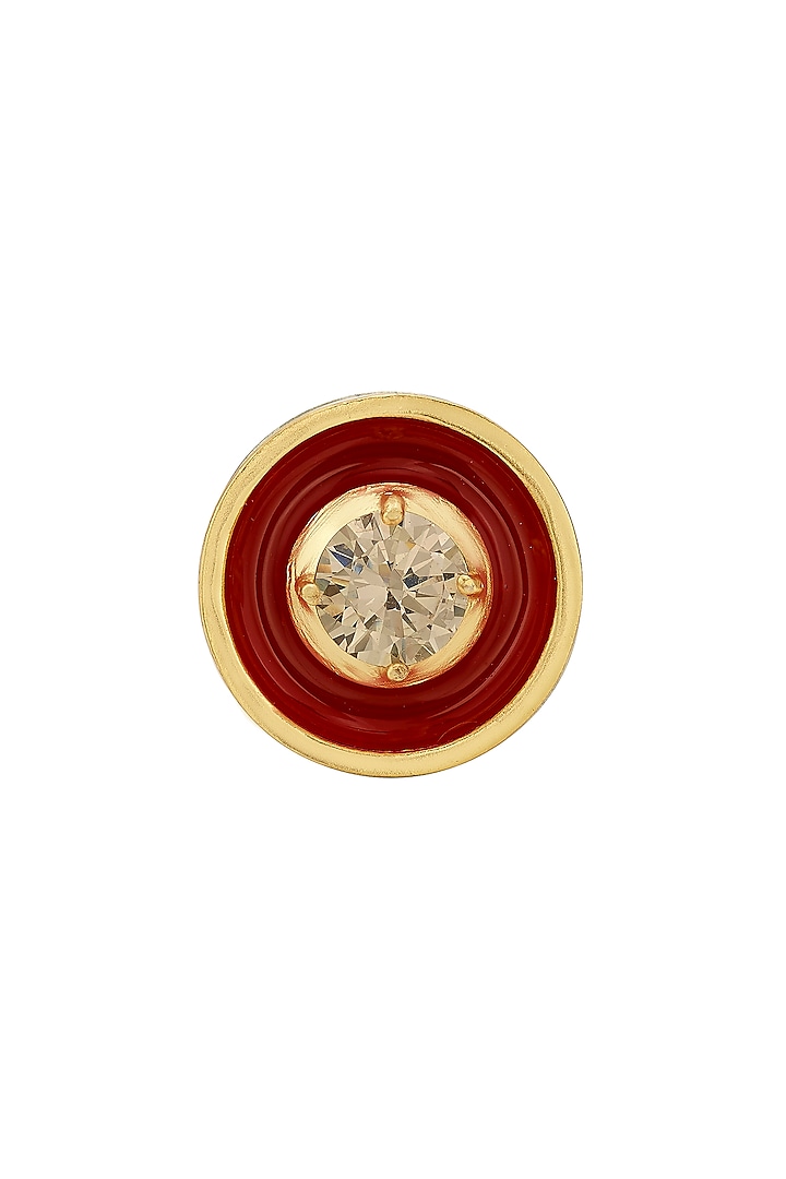 Gold Finish Enameled Cubic Zirconia Ring by RockkRagaa
