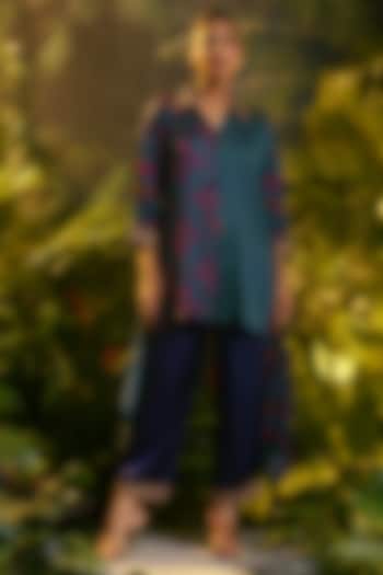 Blue Gajji Patola Printed Pant Set by SHRADDHA RAMBHIA at Pernia's Pop Up Shop