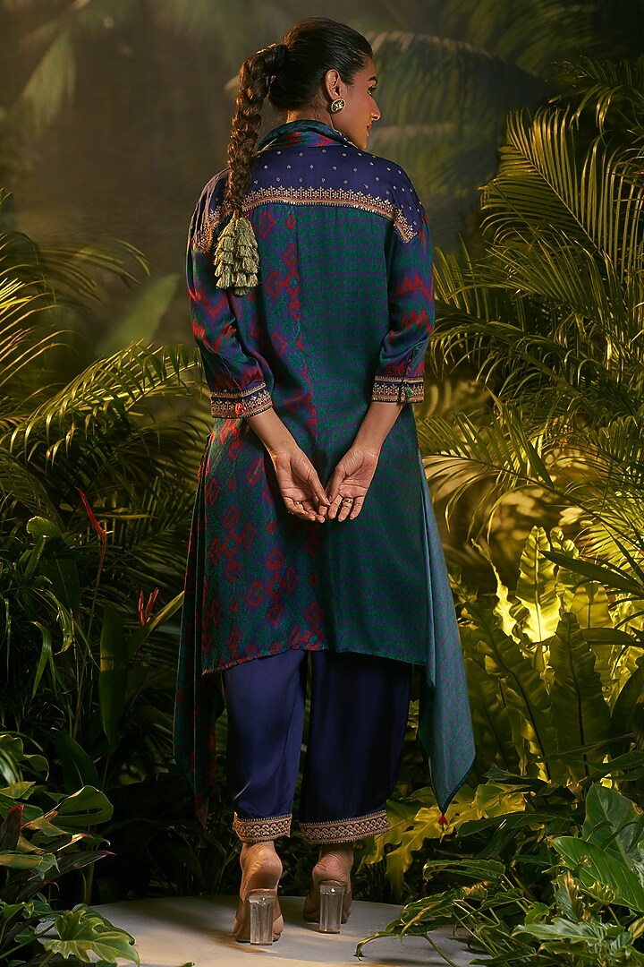 Blue Gajji Patola Printed Pant Set by SHRADDHA RAMBHIA at Pernia's Pop Up Shop