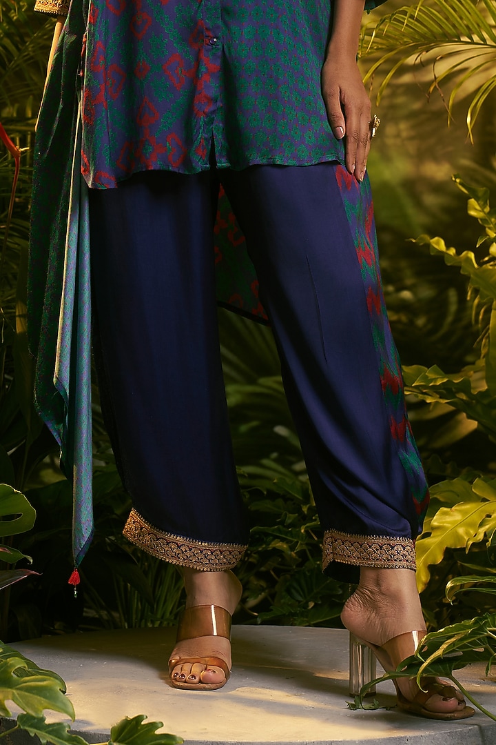 Blue Gajji Patola Printed Pant Set by SHRADDHA RAMBHIA at Pernia's Pop Up Shop