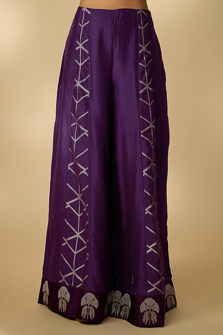 Purple Chanderi Dori Embroidered Co-Ord Set by SHRADDHA RAMBHIA at Pernia's Pop Up Shop