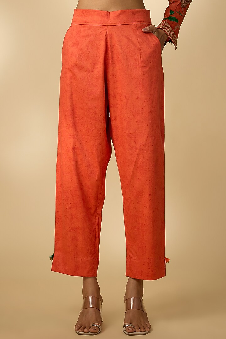 Orange Gajji Silk Printed Kurta Set by SHRADDHA RAMBHIA at Pernia's Pop Up Shop