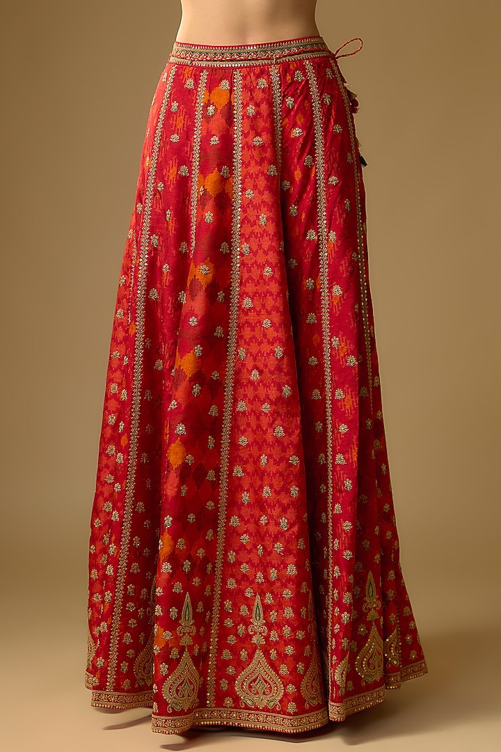 Red Slub Silk Dori Embroidered Wedding Lehenga Set by SHRADDHA RAMBHIA at Pernia's Pop Up Shop