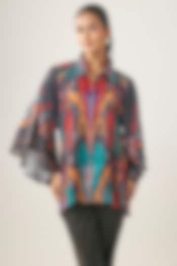 Multi-Colored Gajji Silk Ikat Shirt by SHRADDHA RAMBHIA at Pernia's Pop Up Shop