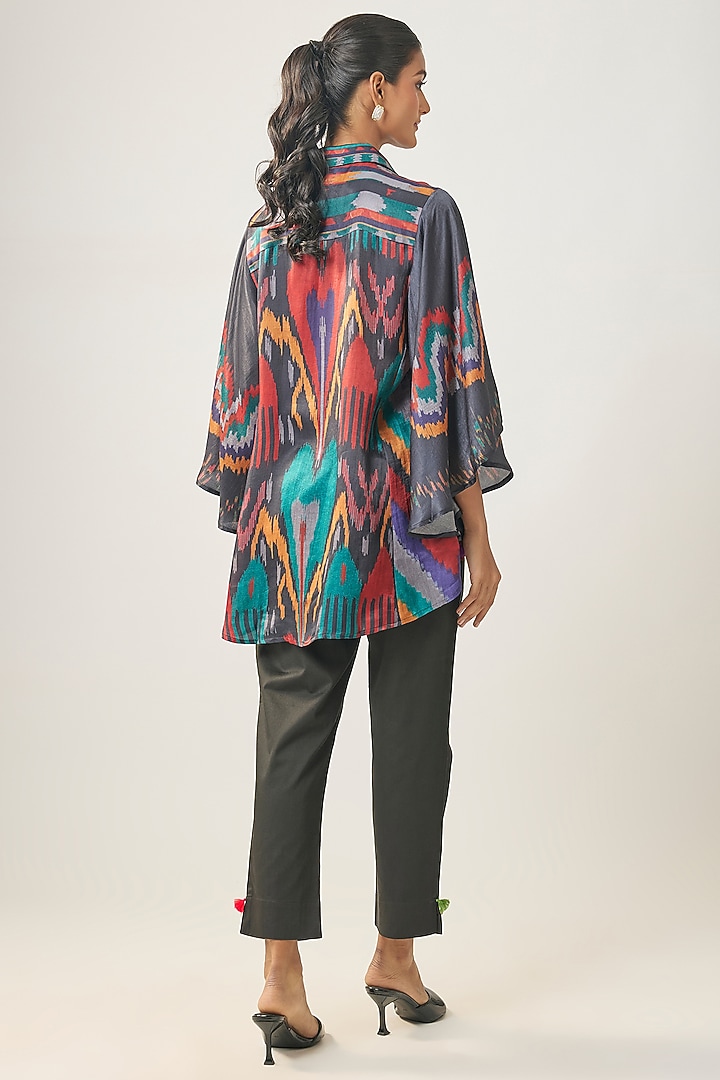 Multi-Colored Gajji Silk Ikat Shirt by SHRADDHA RAMBHIA at Pernia's Pop Up Shop