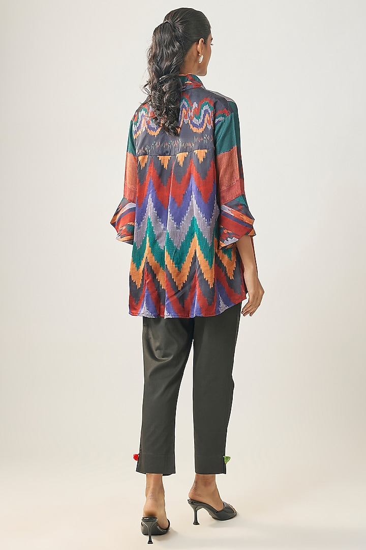 Multi-Colored Gajji Silk Ikat Shirt by SHRADDHA RAMBHIA at Pernia's Pop Up Shop