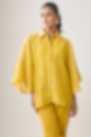 Yellow Linen Shirt by SHRADDHA RAMBHIA at Pernia's Pop Up Shop