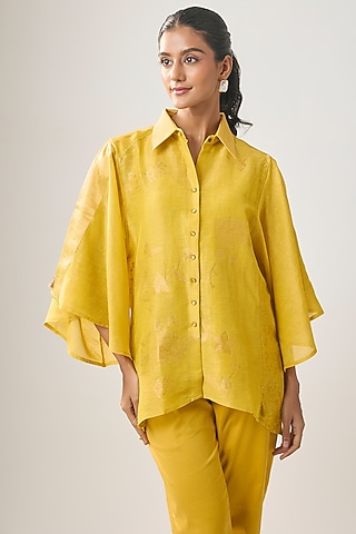 Yellow Linen Shirt by SHRADDHA RAMBHIA