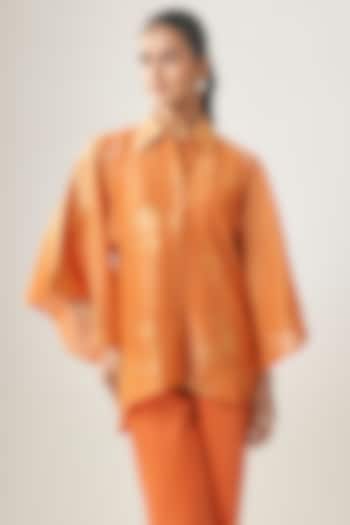 Orange Linen Shirt by SHRADDHA RAMBHIA at Pernia's Pop Up Shop