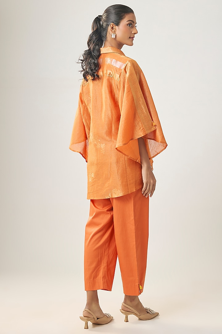 Orange Linen Shirt by SHRADDHA RAMBHIA at Pernia's Pop Up Shop