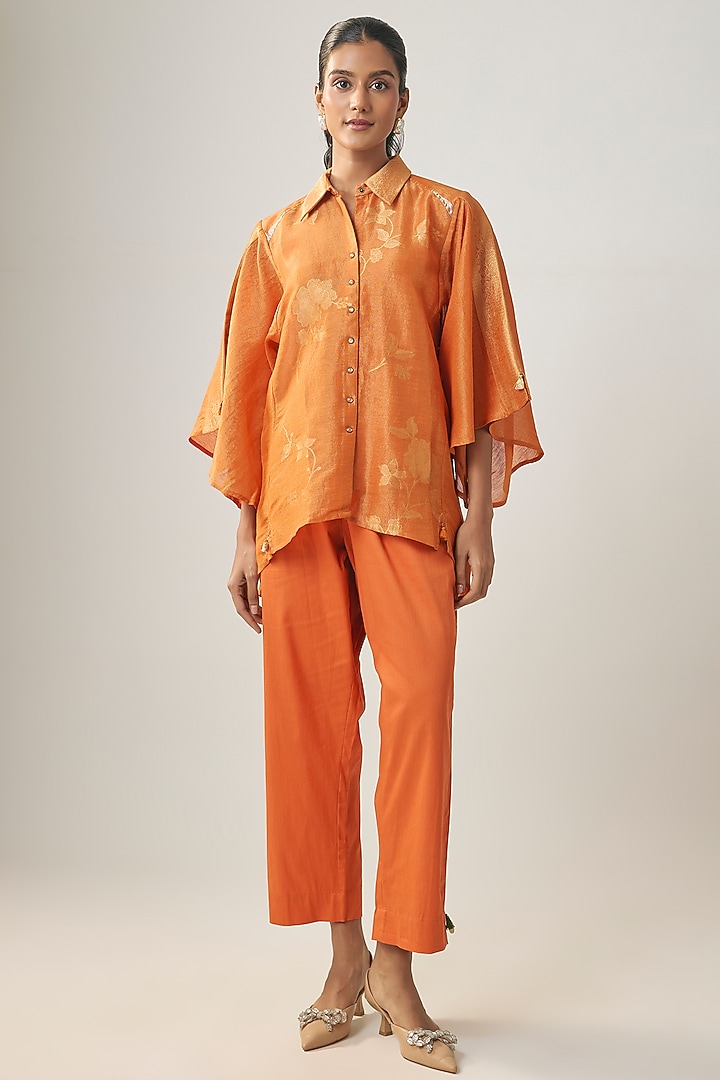 Orange Linen Shirt by SHRADDHA RAMBHIA at Pernia's Pop Up Shop