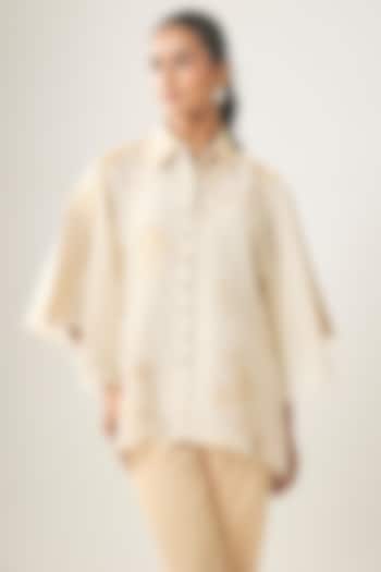 Ivory Linen Shirt by SHRADDHA RAMBHIA at Pernia's Pop Up Shop
