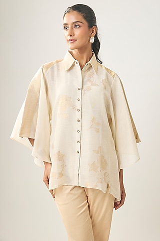 Ivory Linen Shirt by SHRADDHA RAMBHIA